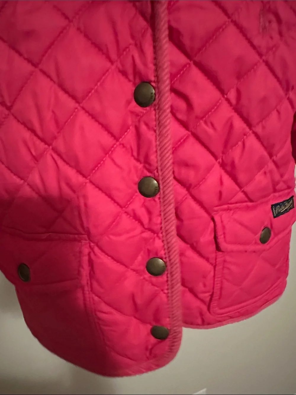 Ralph Lauren Girls' Bright Pink Quilted Puffer Jacket